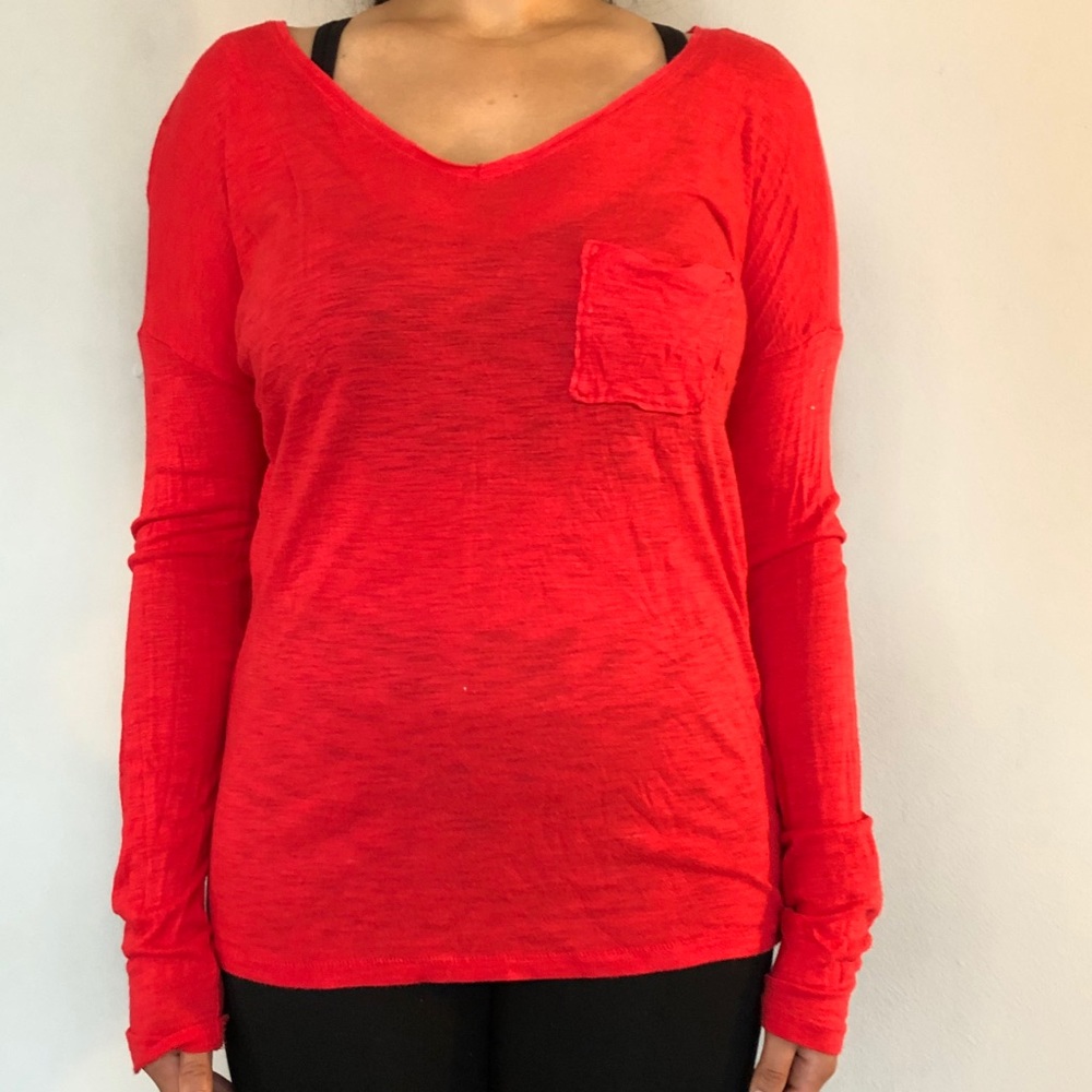 Bright red Aerie long sleeved shirt